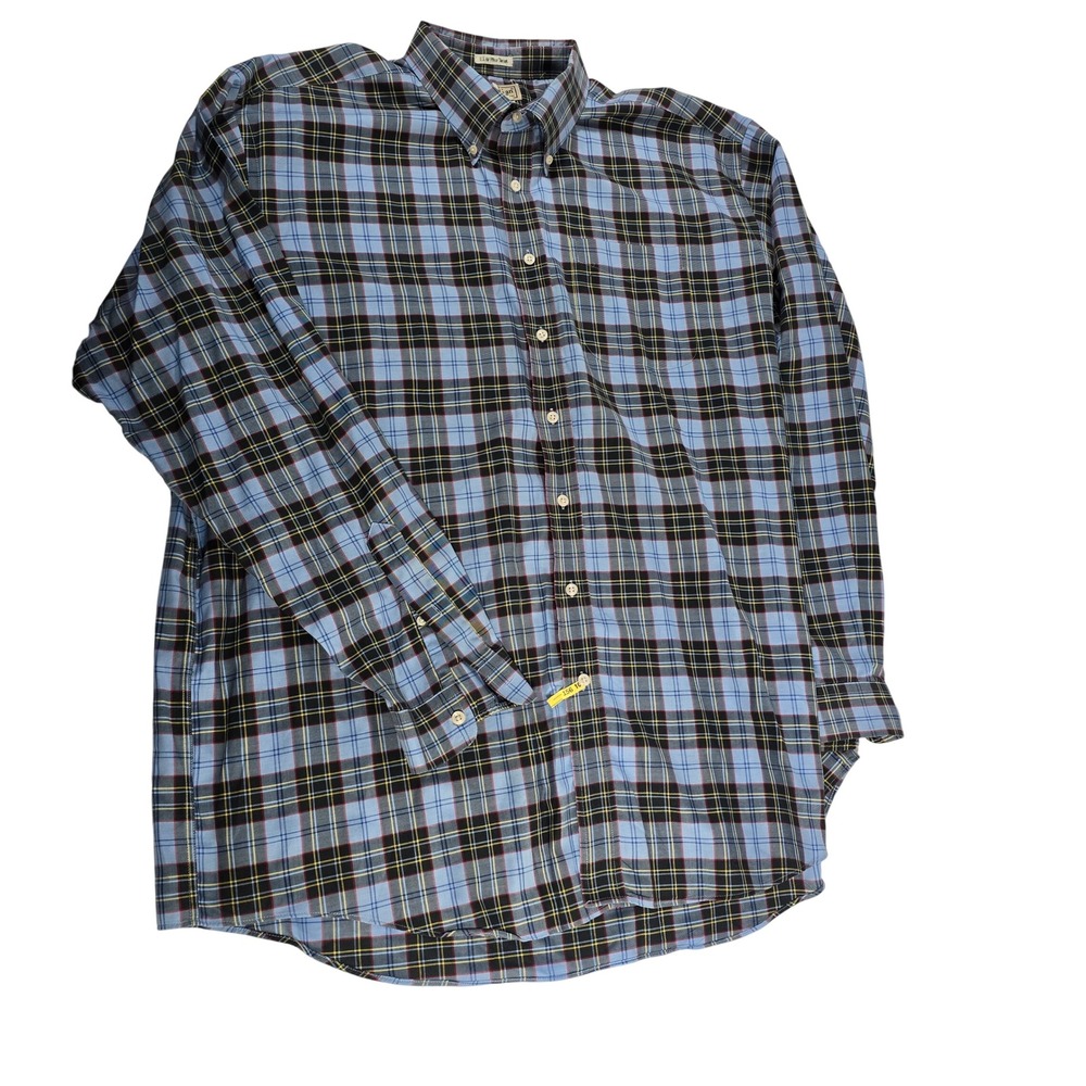 LL Bean Mens U S Air Force‎ Tartan Plaid Button Down Shirt XXL Tall Cotton